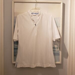 Callaway Golf Shirt Top Women’s M 1/4 Zip 3/4 Sleeve White Pullover